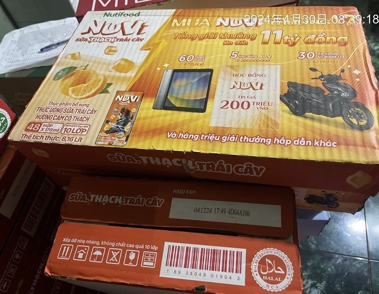 Nuti Nuvi Cam Co Thach 180ml (thung)