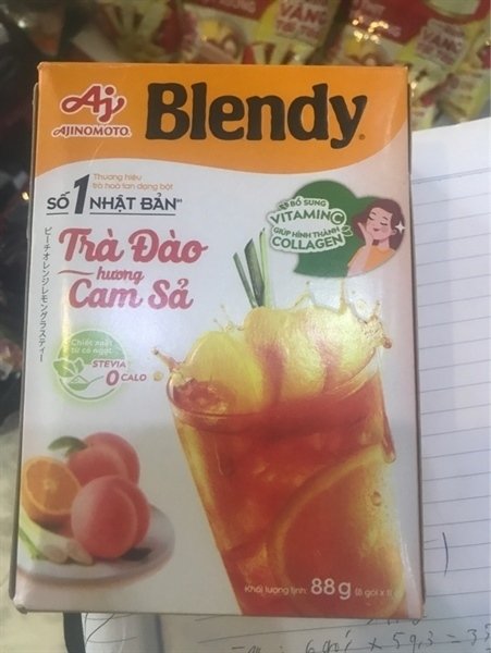 TRÀ ĐÀO CAM XẢ BLENDY AJINOMOTO 88G (1 HOP)