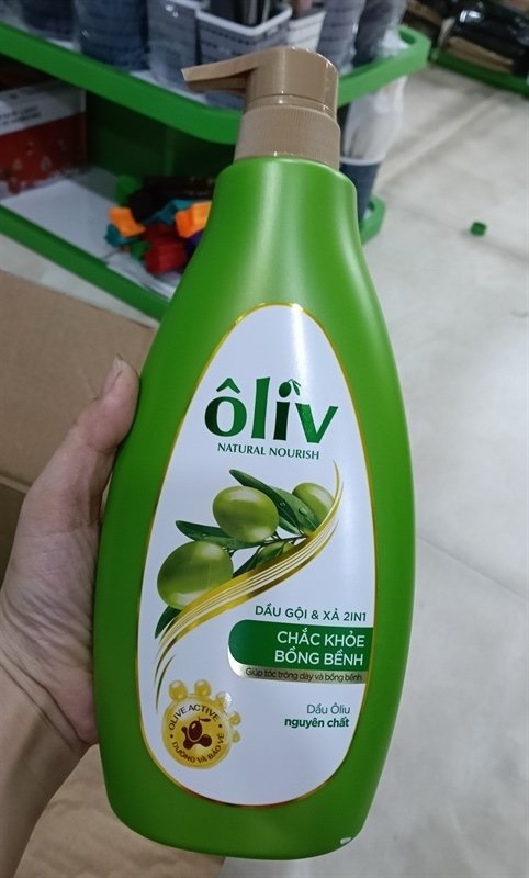Oliv bộ gội xả 2 in 1 chắc khoẻ bồng bềnh 650ml (Chai kẹp dầu tắm)