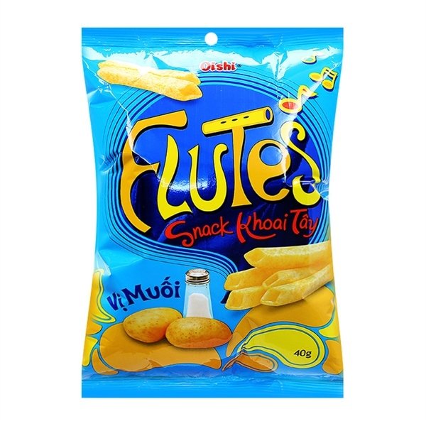 Snack khoai Tây vị muối flutes Oishi gói 40g
