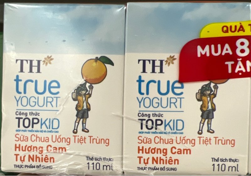 Sữa Chua Uống TH True Yogurt Top Kid Hương Cam Lốc 4 Hộp 110Ml (Lốc)