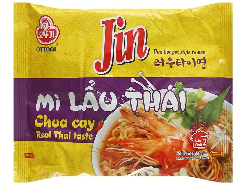 Mì Jin Lẩu Thái Chua Cay Ottogi 115G x 20 gói (Thùng 20 gói)