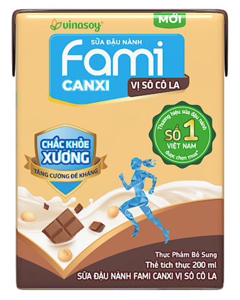 Sữa đậu nành Sữa đậu nành Fami canxi Vị Sô Cô La, Hộp 200Ml (Hộp)
