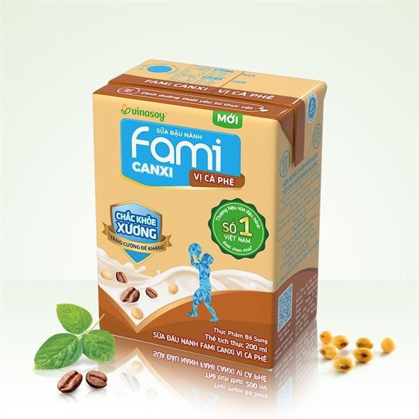 Sữa đậu nành Sữa đậu nành Fami canxi Vị Cà Phê Hộp 200Ml (Hộp)