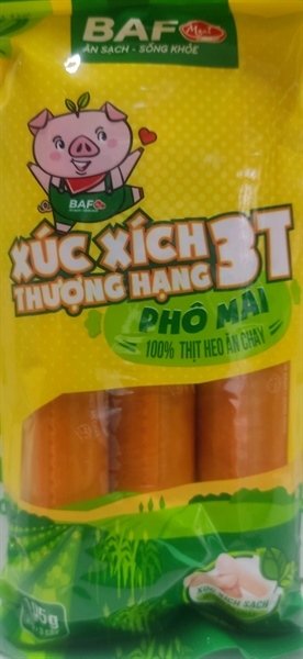 Xúc xích baf thượng hạng 3T phô mai lốc 3 .105 gam