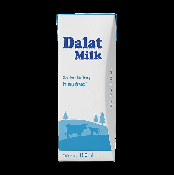 Sữa tươi tiệt trùng ít đường Dalat Milk 180ml (Lốc)