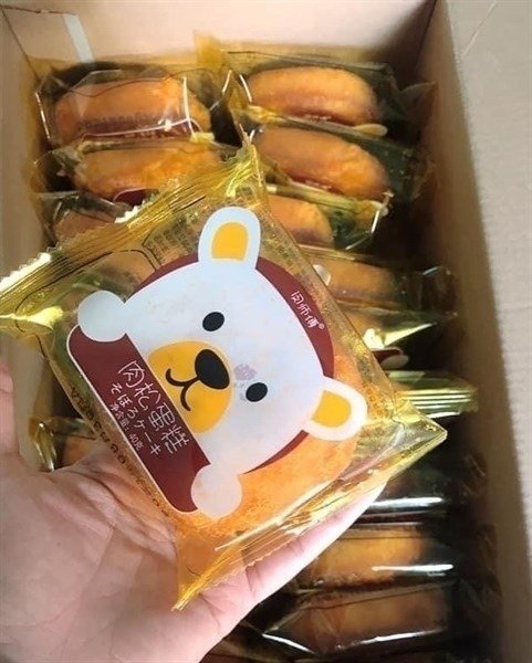 Thùng bánh bông lan ruốc gấu 1,5kg nội địa trung X30C