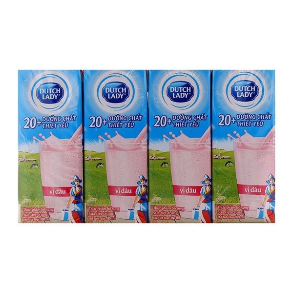 Sữa Tiệt Trùng Hương Dâu Dutch Lady 180Ml (Cầu)