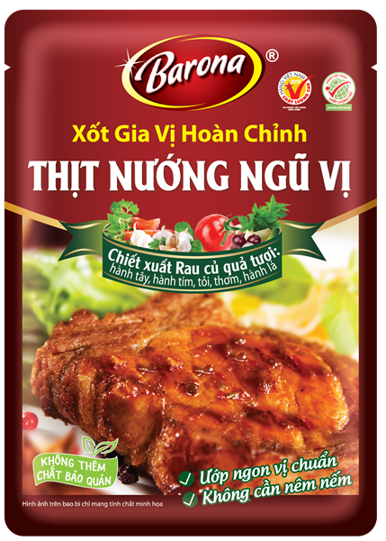 Xốt gia vị hoàn chỉnh Barona Thịt Nướng Ngũ Vị 80gr (Gói)