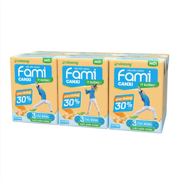 Sữa đậu nành Sữa đậu nành Fami canxi ÍT ĐƯỜNG 200ML (Hộp)
