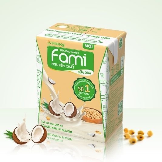 Sữa đậu nành Fami Nguyên Chất Vị Sữa Dừa 200Ml (Hộp)