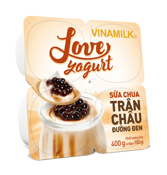 Sữa chua Trân Châu đường đen VNM love yogurt 100g (lốc)