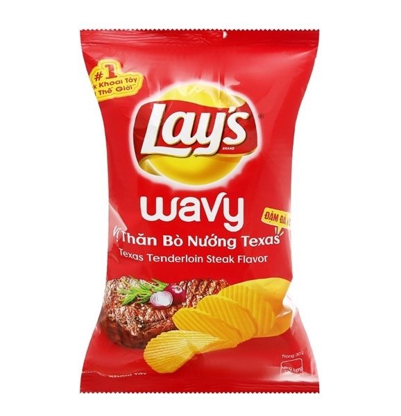 Snack Lay's Wavy Vị Thăn Bò Nướng Texas 54G (Gói)