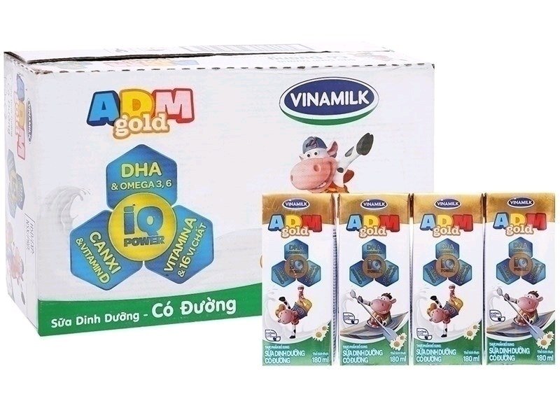 SỮA DINH DƯỠNG TIỆT TRÙNG VINAMILK ADM CÓ ĐƯỜNG 1 LỐC 4 HỘP 180ML (lốc)