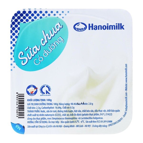 Sữa chua hanoimilk có đường hộp 100g