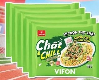 Mì trộn thịt thật sườn cay ớt xiêm xanh chất chill 85g (Thùng 24 gói)