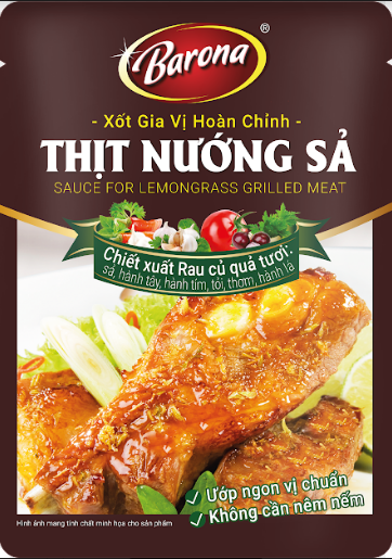 Xốt Gia Vị Hoàn Chỉnh Barona - Thịt Nướng Sả 80G (gói)