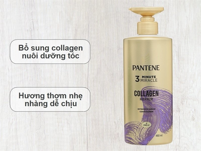 Pantene xả 3P collagen repair phục hồi tóc hư tổn chai 480ml (Chai)