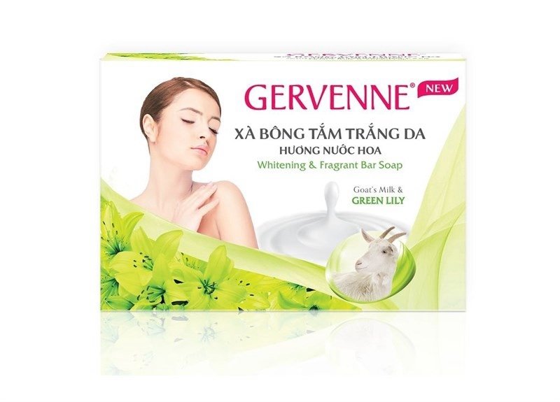 Xà bông tắm trắng Gervenne kiwi và bạch trà 90g Hương hoa ly xanh (Cục)