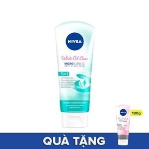 Sữa rửa mặt Nivea white oil Clear giúp trắng da sạch nhờn 100g