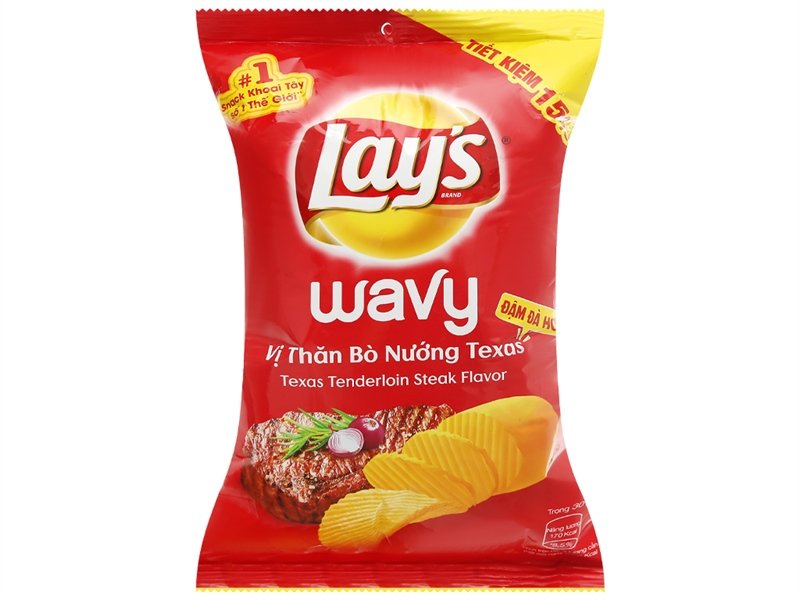 Snack Lay's Wavy Vị Thăn Bò Nướng Texas 90G (Gói)