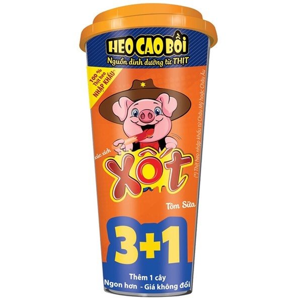 Xúc Xích Lắc Heo Cao Bồi Phô Mai Tôm Sữa 70G (ly)