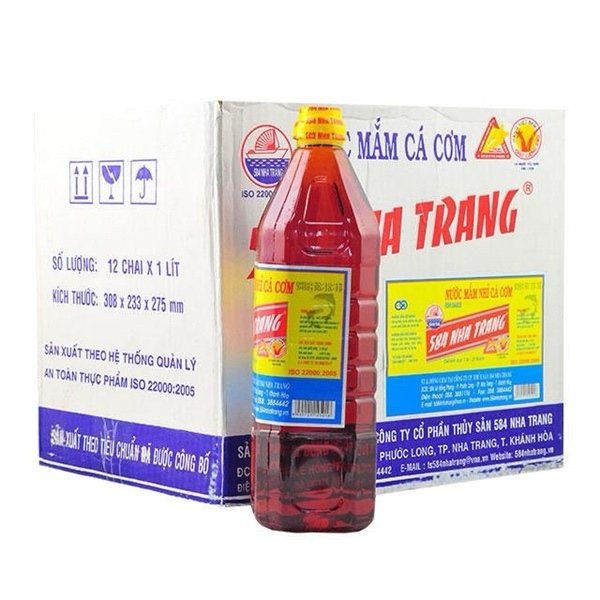Nước mắm 584 Nha Trang chai nhựa 25 độ đạm chai 1 l (Thùng 12 chai)