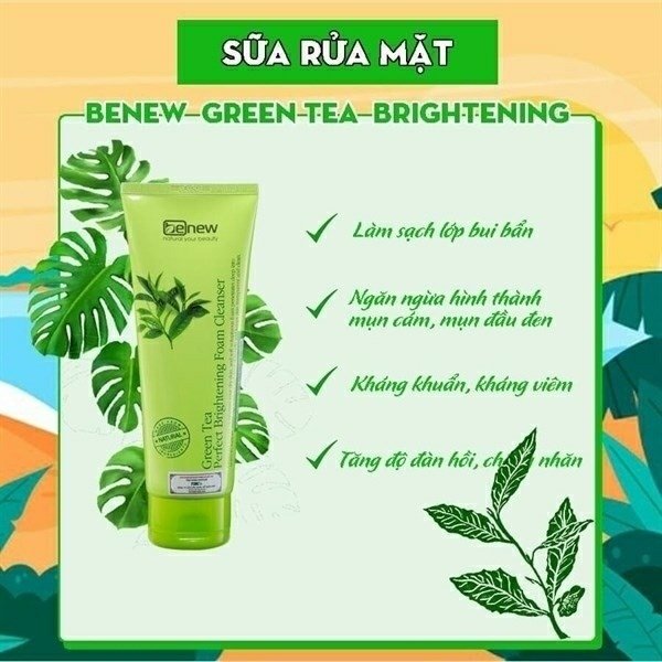 Sữa rửa mặt Benew 160g TRà xanh (Gói)