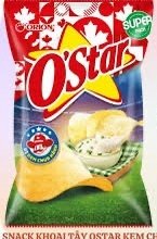 Snack khoai Tây Ostar vị kem chua hành 42g (gói)