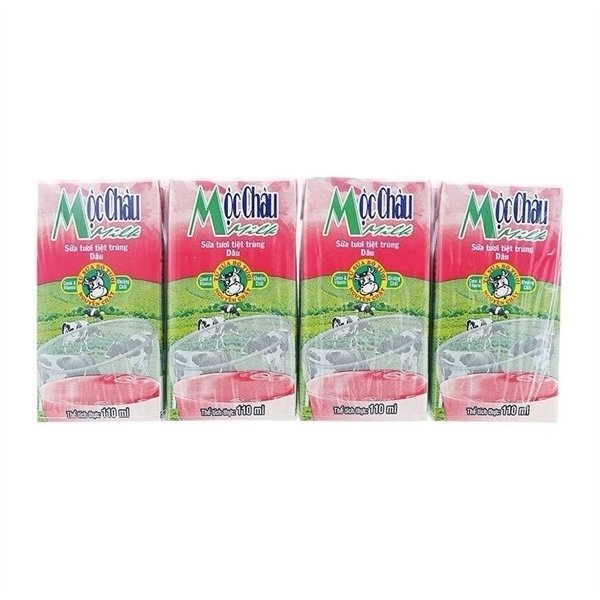 Sữa tươi tiệt trùng dâu Mộc Châu 110ml lốc X 4 hộp (hộp)