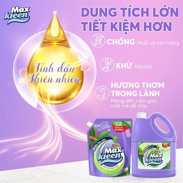 Nước Lau Sàn MaxKleen Ban Mai Thanh Mát 3,6Kg (thùng 3 can)