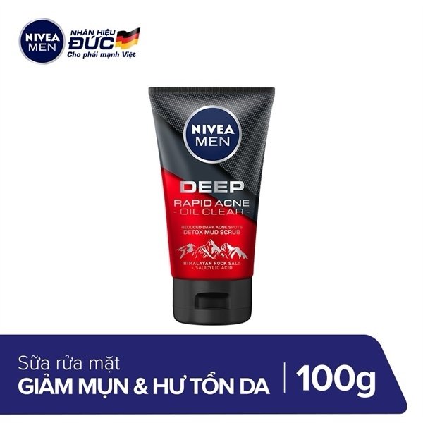 Sữa rửa mặt Nivea Men than đen deep Hymalaya 100g (Tuýp)