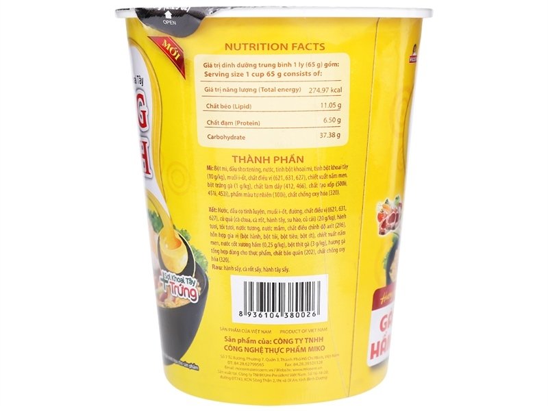 Mì khoai tây Cung Đình gà hầm ly 65g (thung)