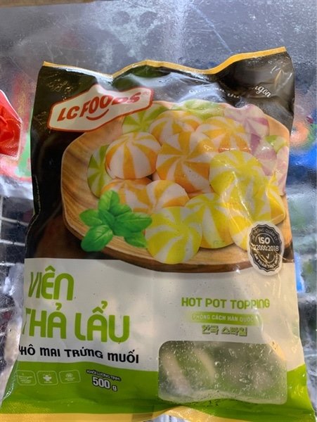 VIÊN THẢ LẨU PHÔ MAI TRỨNG MUỐI LCFOOT 500G MÀU XANH