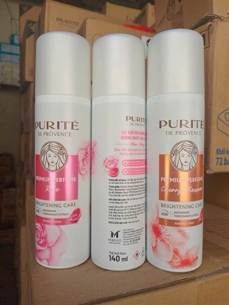 Xịt khử mùi Purite hoa hồng 140ml tắm Purite 250ml (Chai)