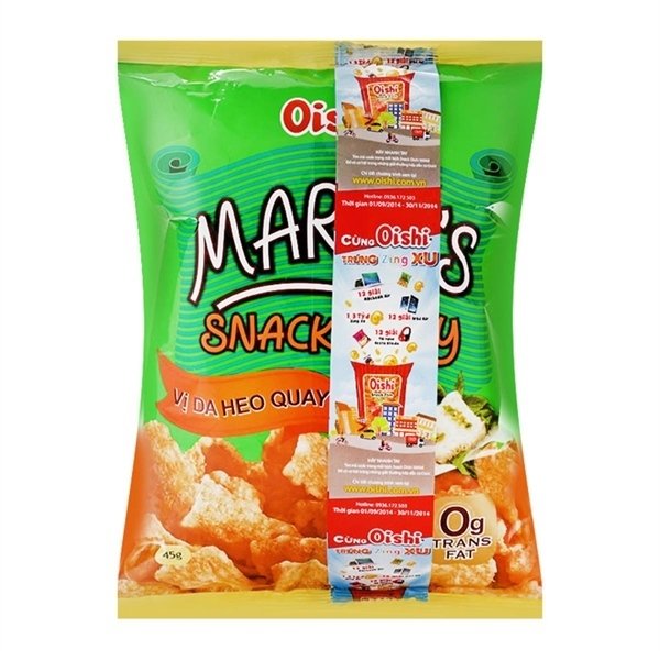Snack chay vị da heo quay martys Oishi gói 45g