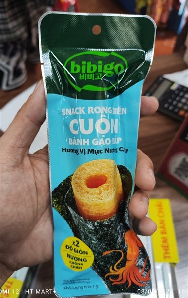 Snack rong biển cuộn bánh gạo bắp Bibigo (goi)