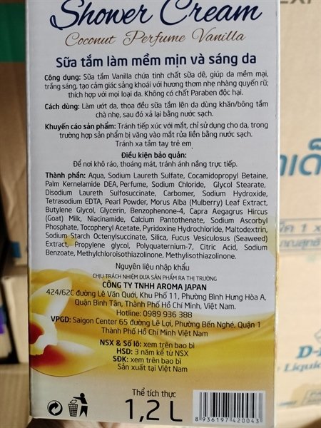 Sữa tắm riversa dừa vani 1200ml