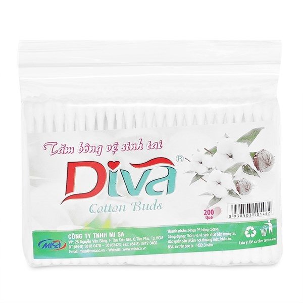 Tăm bông Diva gói 200 que nhựa