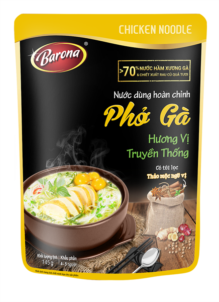 Nước dùng hoàn chỉnh Barona-Phở gà 145gr (Hộp)