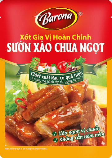 Xốt Gia Vị Hoàn Chỉnh Barona - Sườn Xào Chua Ngọt 80Gr (Gói)