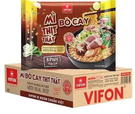 Mì bò cay Vifon thịt thật gói 90g (Thùng 24 gói)